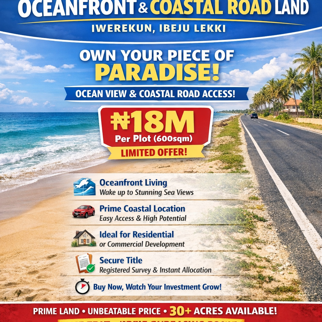 Oceanfront & Coastal Road Land – Iwerekun, Ibeju Lekki