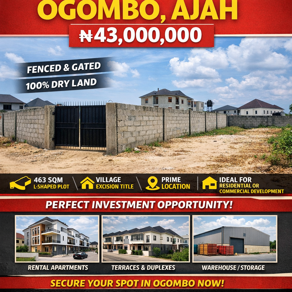 463sqm Dry Land for Sale in Ogombo, Ajah – ₦43,000,000