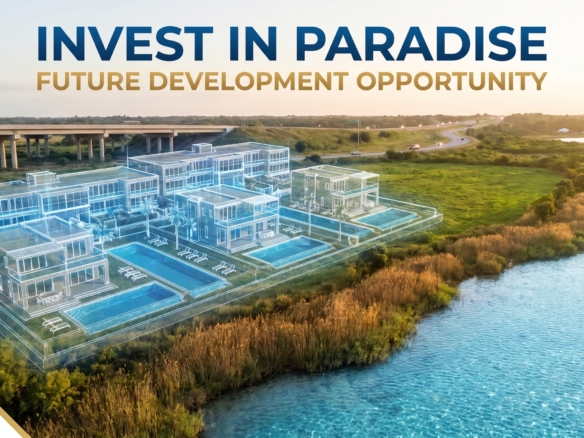 Aerial view of Dongo Village in Ibeju-Lekki showing mostly dry upland land with lagoon frontage and strategic investment location within the Lagos growth corridor.